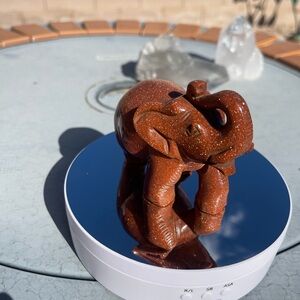 Brown/Orange Goldstone Elephant Sculpture - Home Art Accent